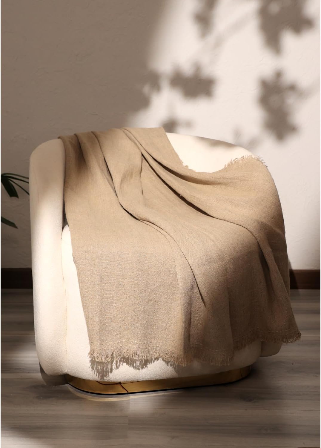 Stonewashed Linen Woven Throw Blanket with Fringe – 52X68 - Artisan Detailing - Cozy Comfort for All Seasons