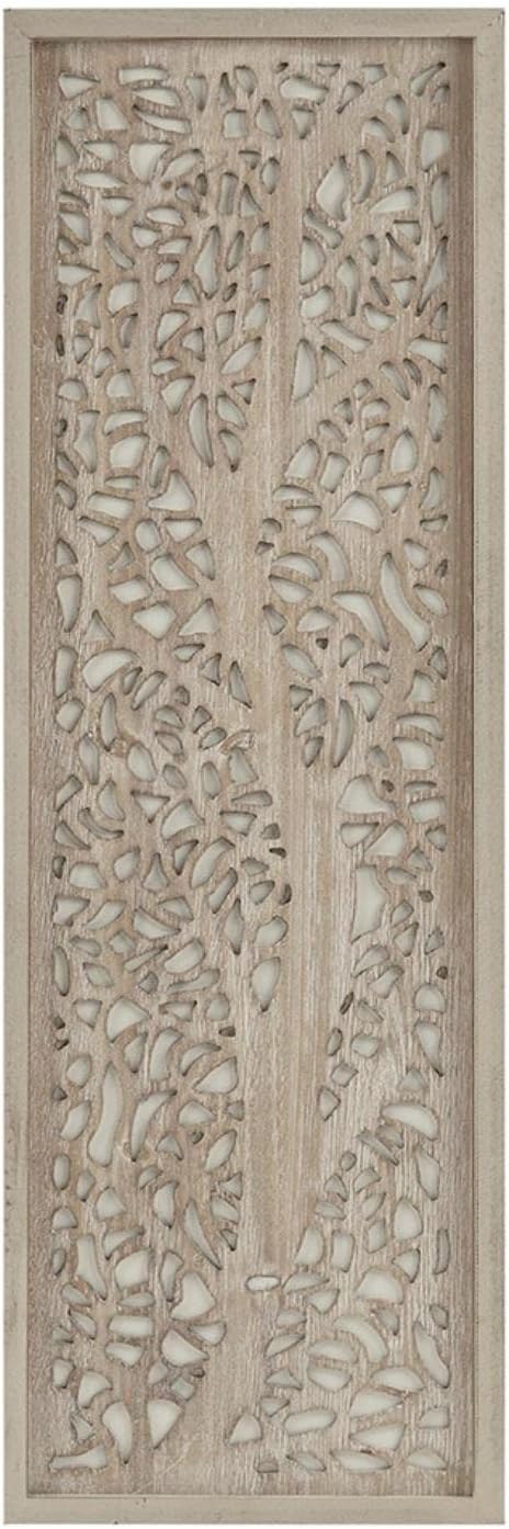 Madison Park Florian Wall Art - Carved Wooden Botanical Leaves Framed, Natural Sheen Finish - Modern Décor for Living Room, Ready to Hang Bedroom Decoration, 12"W x 36"H x 1"D, Reclaimed Grey 2 Piece