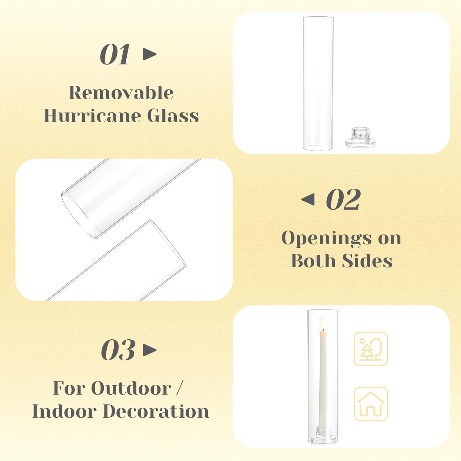 Hewory Hurricane Glass Candlestick Holders : 6 Pcs Clear Taper Candle Holders for Candlesticks - Hurricane Glass Candle Stick Candle Holders Bulk for Table Centerpiece Wedding Christmas Home Decor