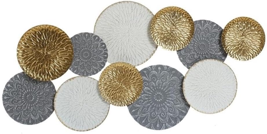 LuxenHome 43.3-Inch Large Metal Wall Decor, Abstract Metal Wall Art Hanging Sculptures Bedroom Decoration, Modern Multi-Color Ripple Plates Artwork Accent for Living Room Home Office Kitchen