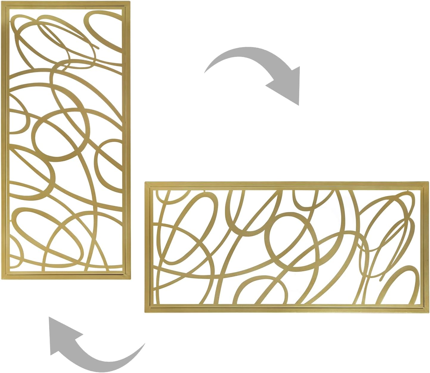 MyGift 44 x 22 Large Gold Metal Minimalist Abstract Laser Cut Design Wall Art, Suitable for Hotel Living Room Office Accent Home Decor, Ready to Hang Panel