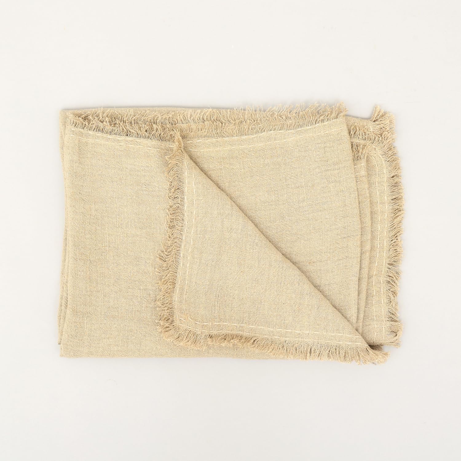 Stonewashed Linen Woven Throw Blanket with Fringe – 52X68 - Artisan Detailing - Cozy Comfort for All Seasons