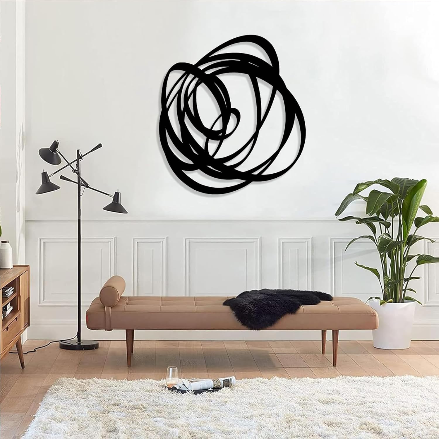 Kewhush Abstract Metal Wall Art, Modern Art Decor, Unique Metal Wall Decor for Living Room (Black, 19"x17" | 47x43.5 cm)