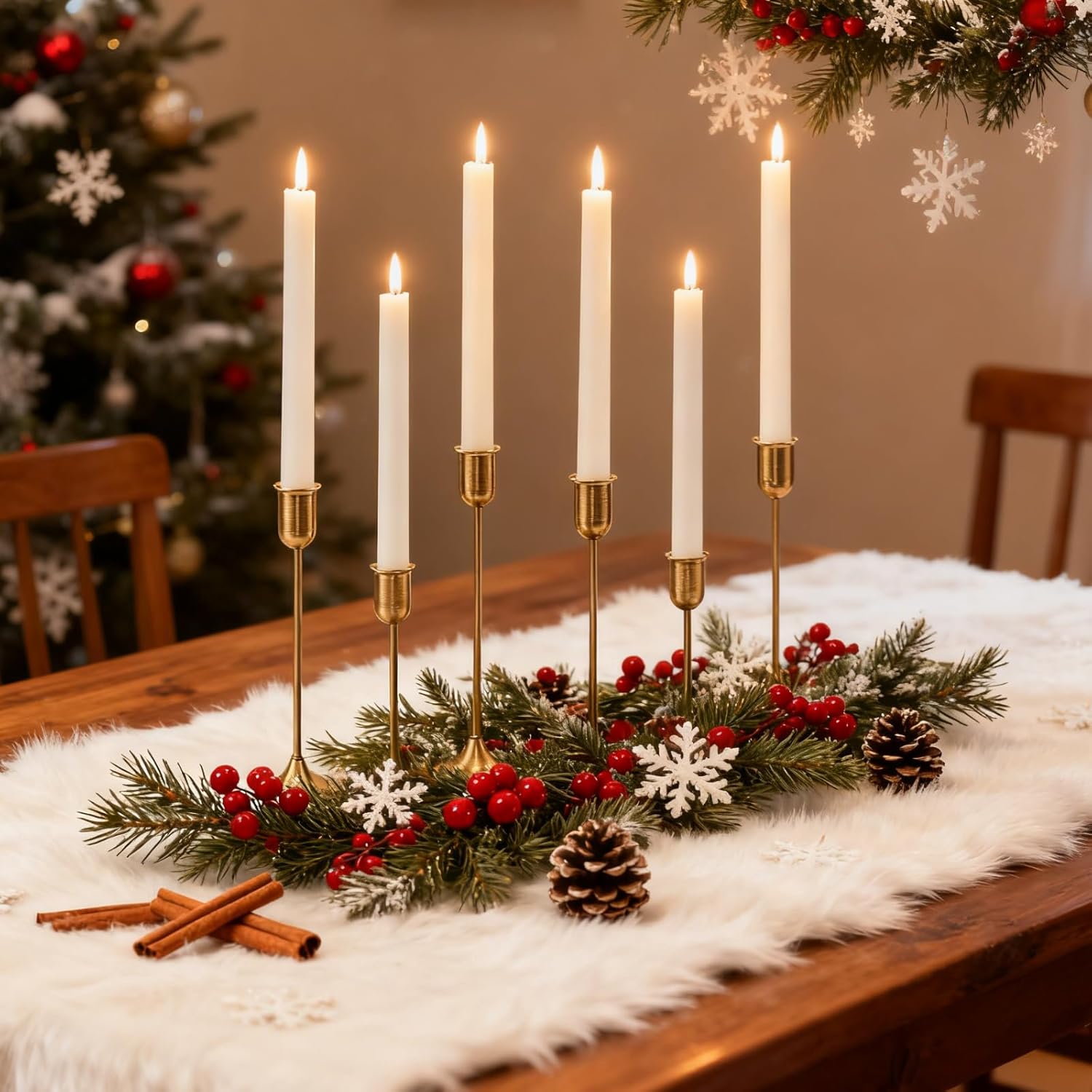 Gold Hurricane Candle Holders Set of 6, Tall Metal Windproof Glass Taper Candle Holder for Candlestick, Candle Sticks Decor, Table Centerpieces for Wedding, Candlelit Dinner Party Fireplace Decoration