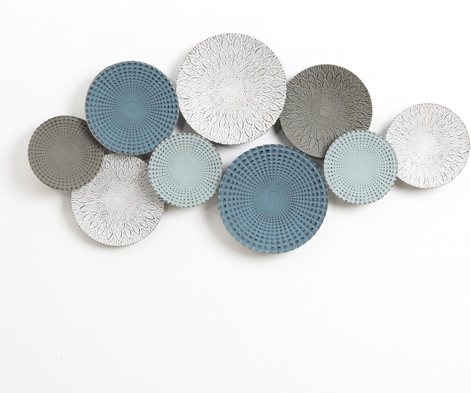 LuxenHome 43.3-Inch Large Metal Wall Decor, Abstract Metal Wall Art Hanging Sculptures Bedroom Decoration, Modern Multi-Color Ripple Plates Artwork Accent for Living Room Home Office Kitchen