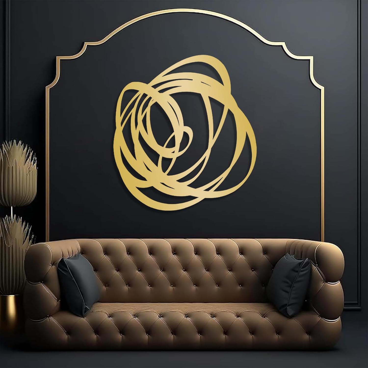 Kewhush Abstract Metal Wall Art, Modern Art Decor, Unique Metal Wall Decor for Living Room (Black, 19"x17" | 47x43.5 cm)