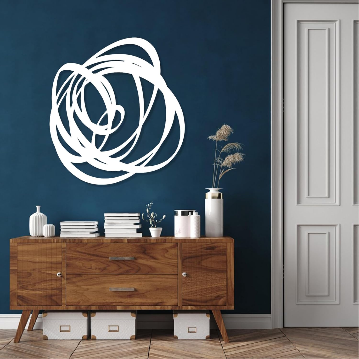 Kewhush Abstract Metal Wall Art, Modern Art Decor, Unique Metal Wall Decor for Living Room (Black, 19"x17" | 47x43.5 cm)