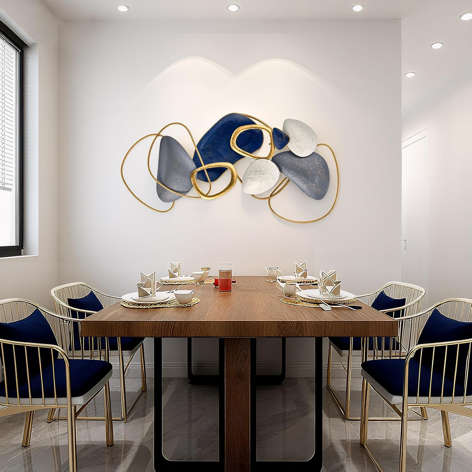 SHERBECK 3D Metal Wall Decor Pebble Wall Sculptures Hanging Ornament Modern Abstract for Bedroom Living Room Sofa Background Home Office Bathroom Kitchen