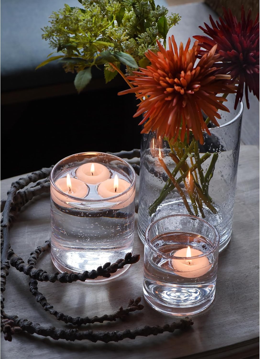 ARIAMOTION Hurricane Glass Candle Holders Set, Pillar Votive,Clear Seeded Bubbles Cylinder Vase,Modern Rustic Table Centerpieces Bulk, 3 Sizes 8 Inch 5 Inch 3.5 Inch Height