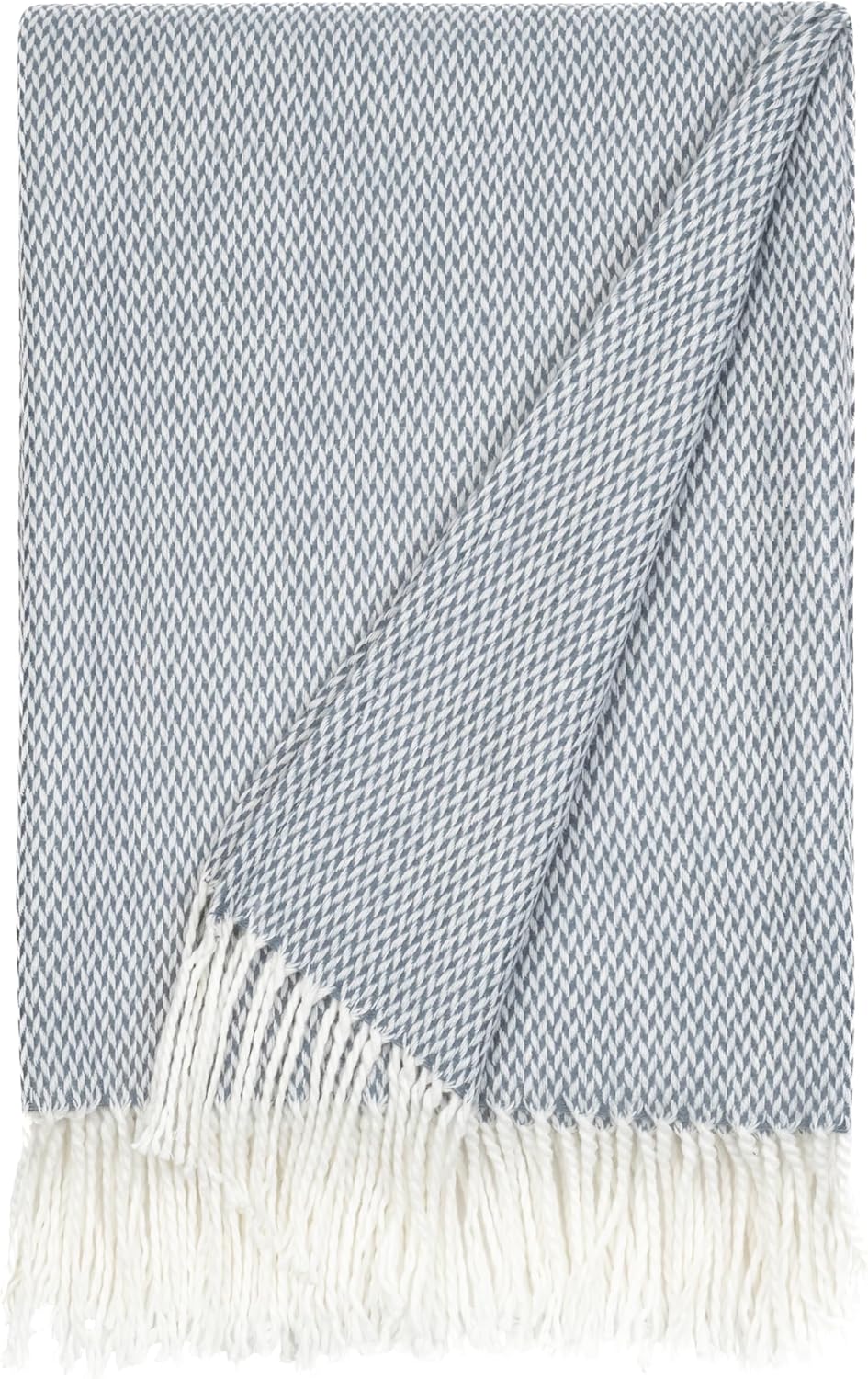 Linen Market Throw Blanket Slub-Yarn Basketweave with Fringed Edges