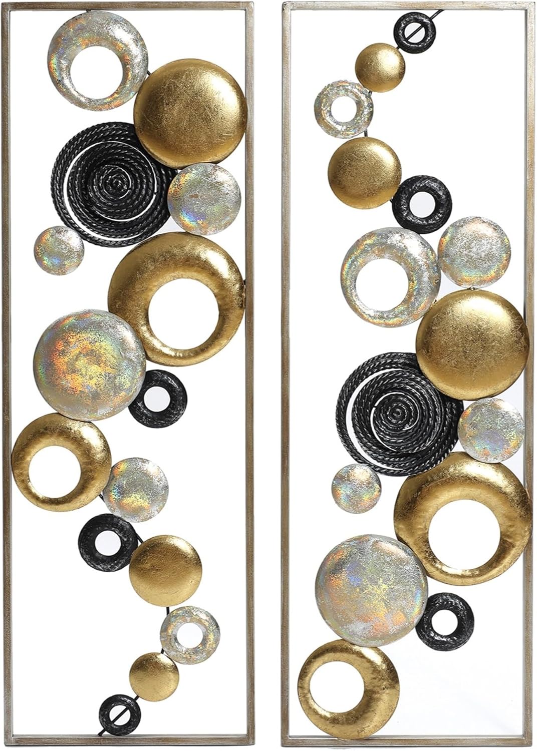 LuxenHome Metal Wall Art, 2 Pieces Abstract Wall Décor Brown Metal Wall Decor, 36" x 12" Minimalist Wall Sculptures Decor for Home, Living Room, Bedroom, Dining Room