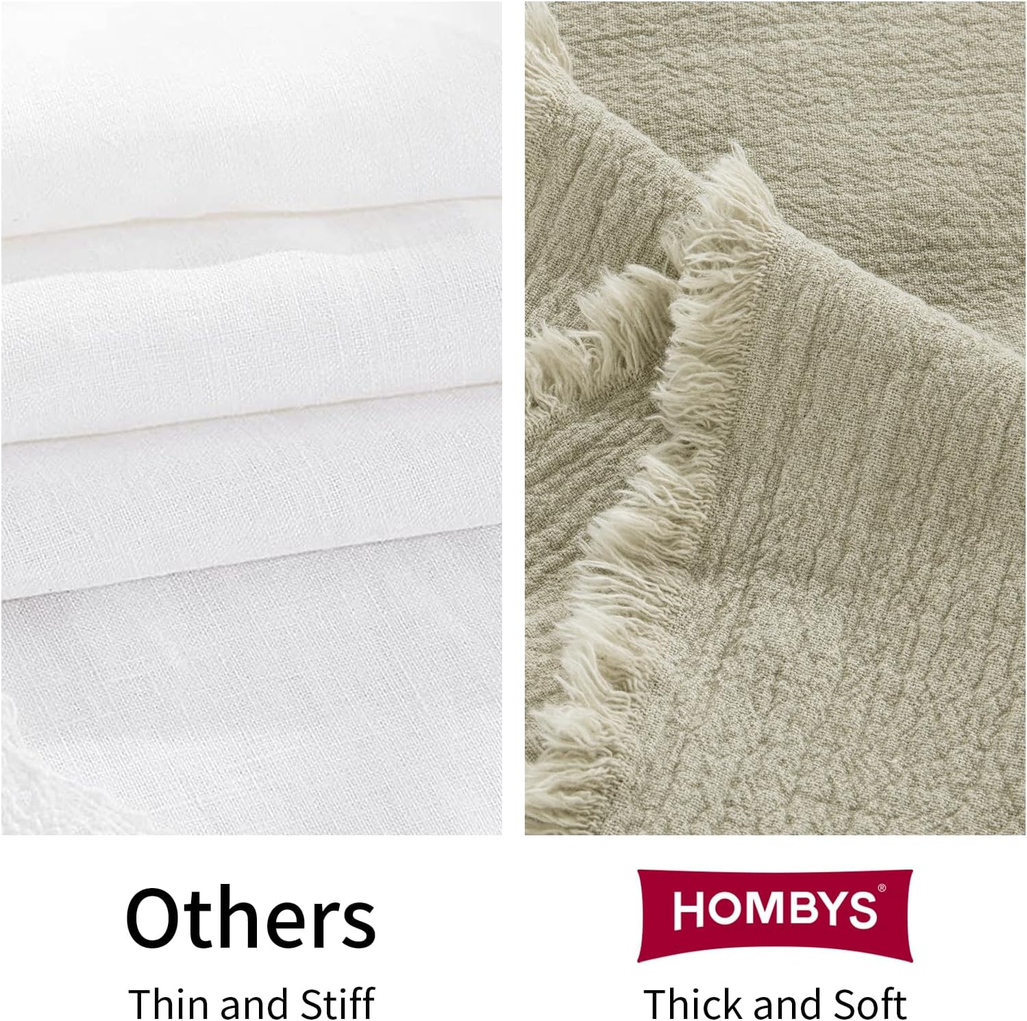 HOMBYS 88"x92" 100% Pure Linen Oversized King Blanket-Soft Linen Reversible Throw Blanket in Natural Color Bed Blanket (Flax Color, 88"x92")