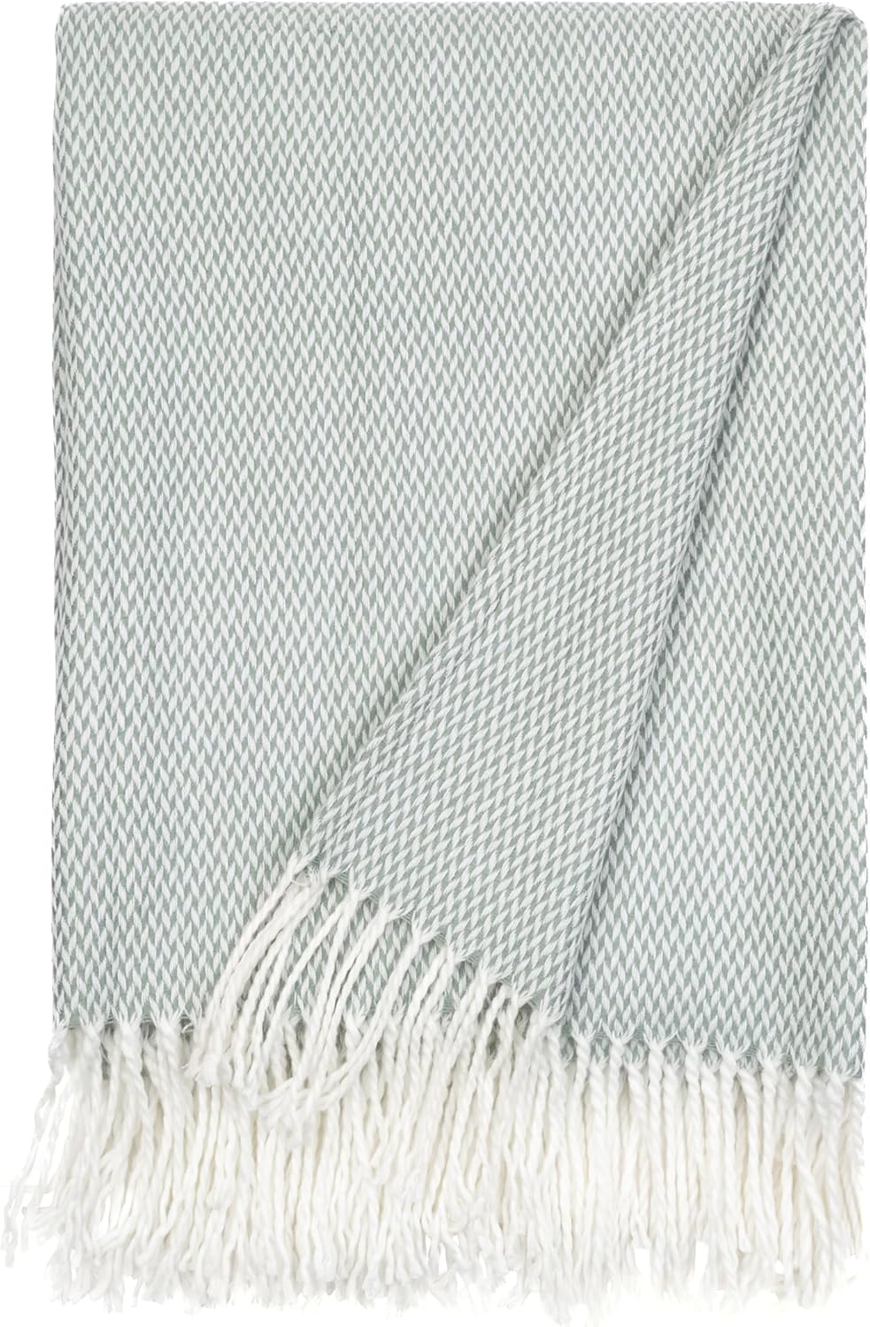 Linen Market Throw Blanket Slub-Yarn Basketweave with Fringed Edges