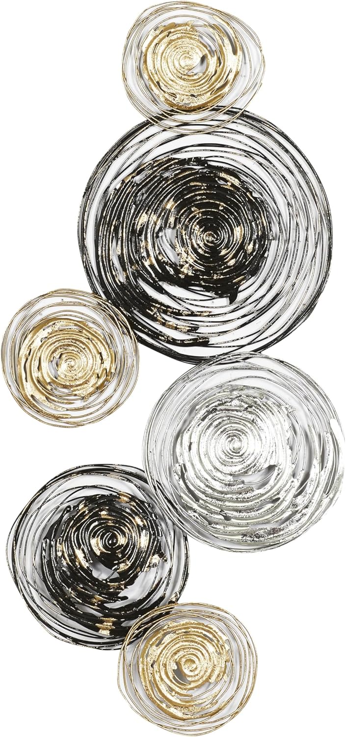 Deco 79 Metal Plate Home Wall Decor Wall Sculpture with Textured Pattern, Wall Art 42" x 1" x 27", Gold