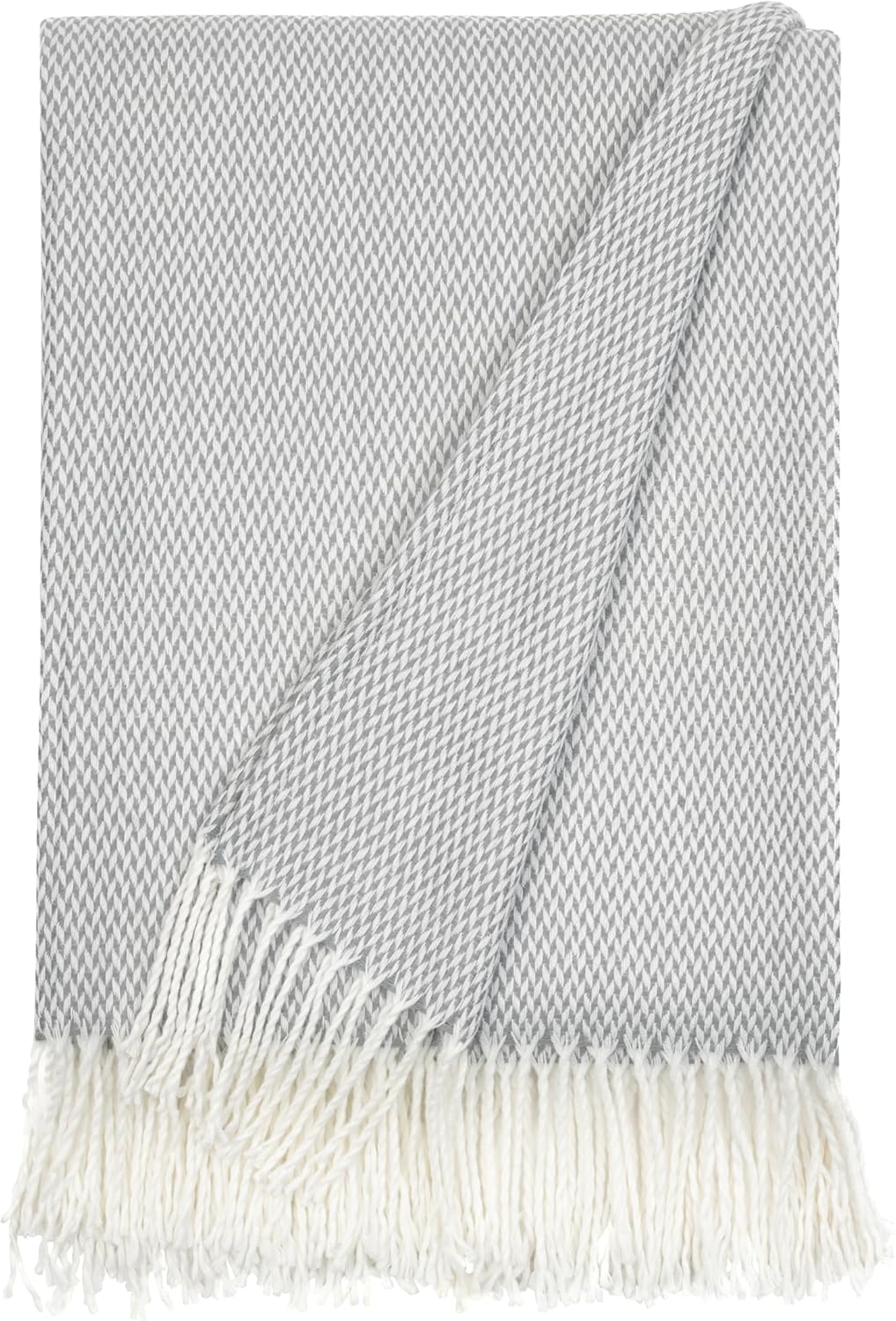 Linen Market Throw Blanket Slub-Yarn Basketweave with Fringed Edges