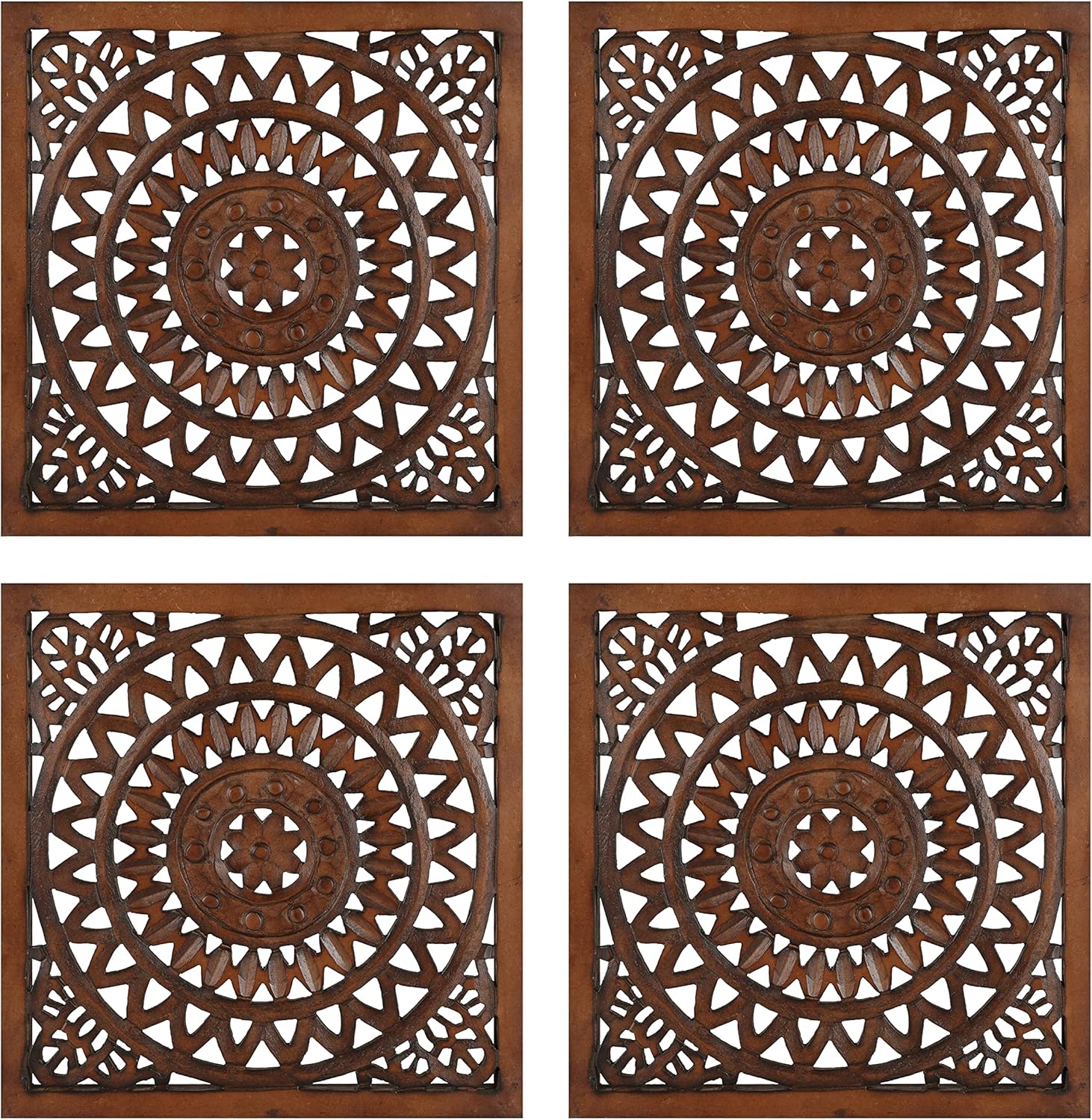 The Wooden Town Wall Hanging Plaques - Wall Plaque Wall Décor Plaques Set of 3-36 x 12 Inch - Burnt, Elegant Sculpture Wall Décor Panel to Enhance the Décor of Your Room or Office