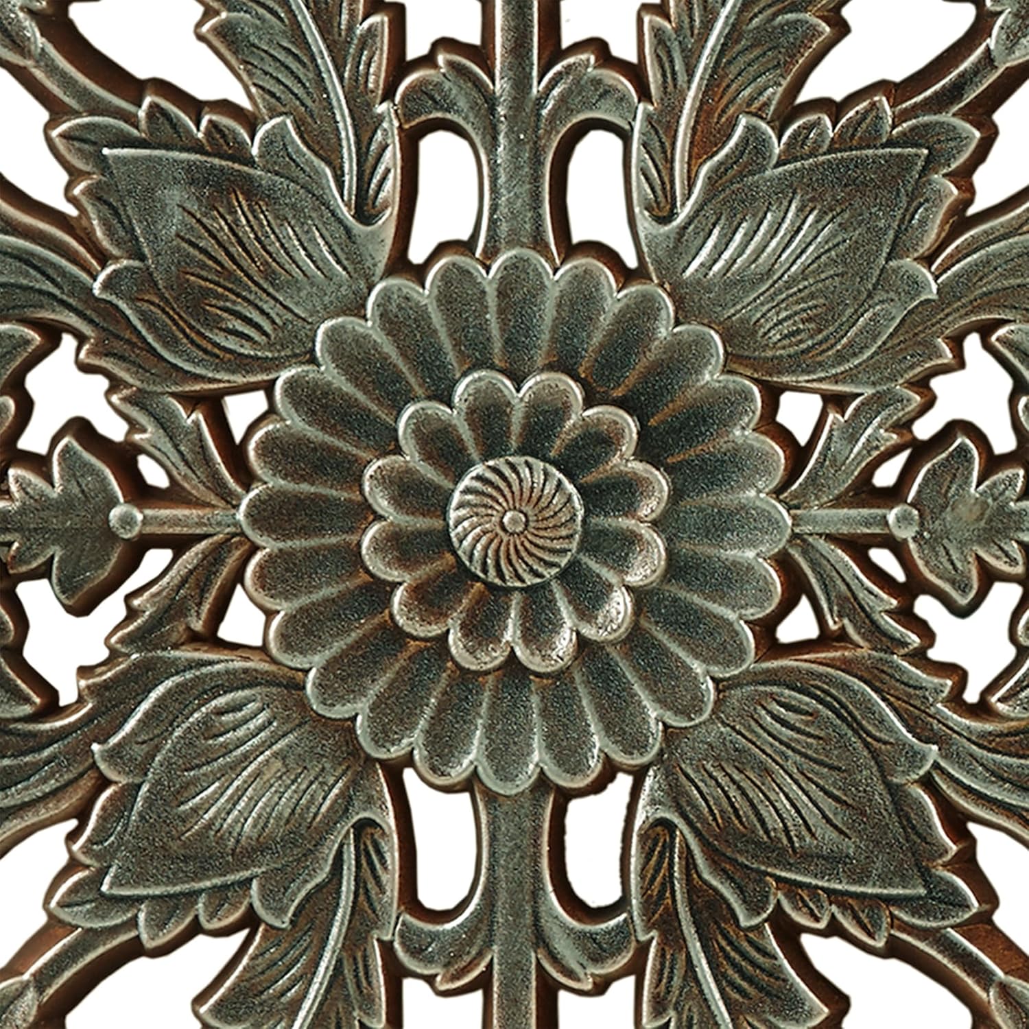 Madison Park Wall Art Living Room Décor - Floral Antiqued Wooden Carving Wall Decor Panel, Copper Embellished, Ready to Hang Wall Decor for Bedroom, 15.75"W x 31.5"L x 0.59"D, Patina Blue, 2 Piece