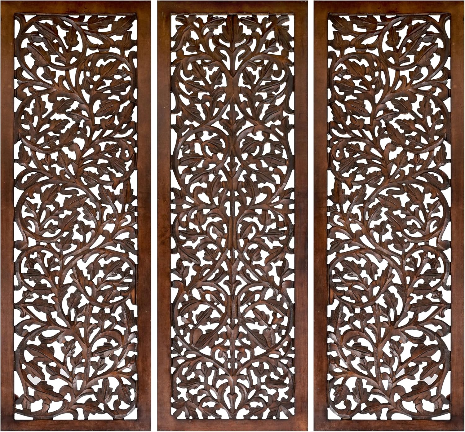 The Wooden Town Wall Hanging Plaques - Wall Plaque Wall Décor Plaques Set of 3-36 x 12 Inch - Burnt, Elegant Sculpture Wall Décor Panel to Enhance the Décor of Your Room or Office