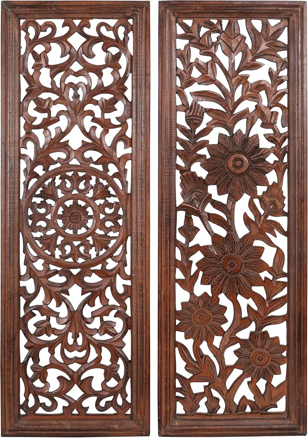 The Wooden Town Wall Hanging Plaques - Wall Plaque Wall Décor Plaques Set of 3-36 x 12 Inch - Burnt, Elegant Sculpture Wall Décor Panel to Enhance the Décor of Your Room or Office