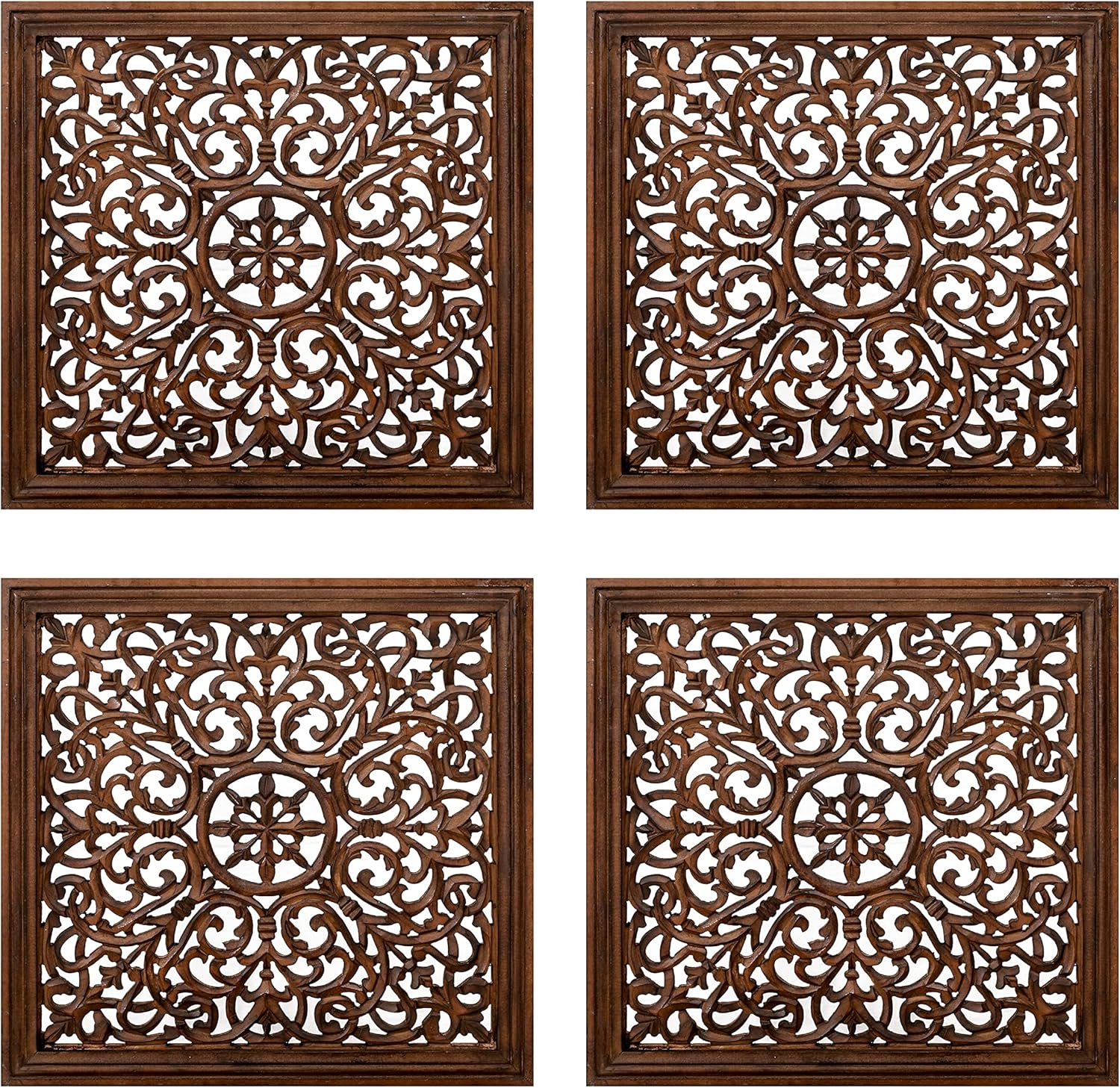 The Wooden Town Wall Hanging Plaques - Wall Plaque Wall Décor Plaques Set of 3-36 x 12 Inch - Burnt, Elegant Sculpture Wall Décor Panel to Enhance the Décor of Your Room or Office