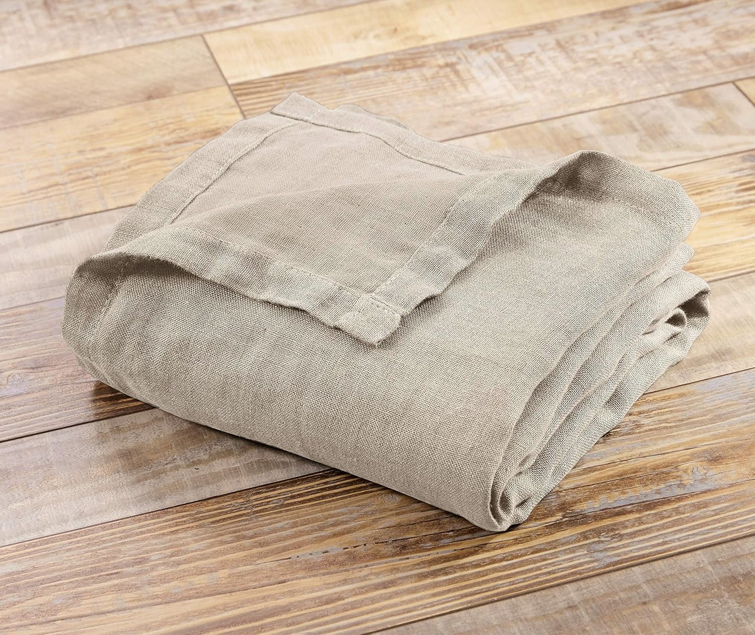 Chezmoi Collection Brussels Belgian Flax Linen Throw Blanket, 50" x 70" - Pre-Washed Super Soft Lightweight Breathable Summer Blanket Undyed Linen Color for Living Room Couch & Bed